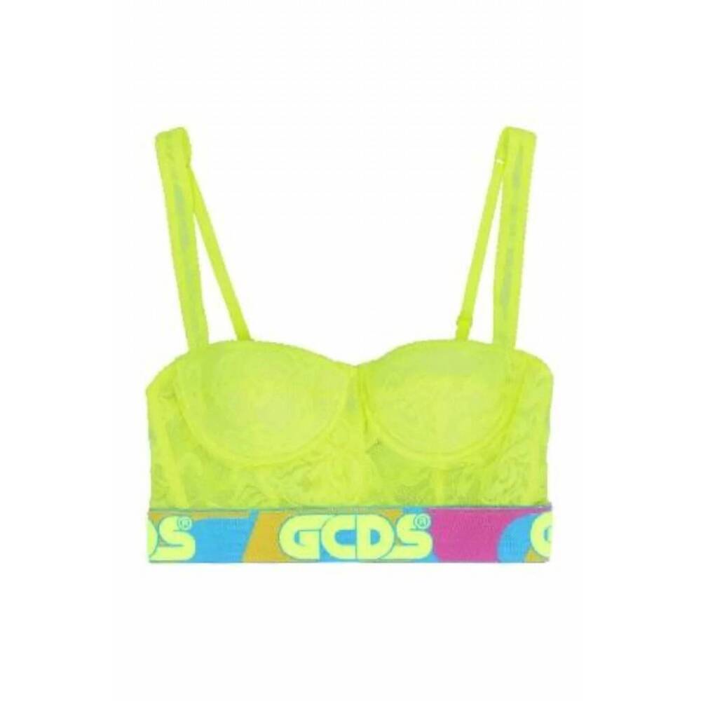 NEW GCDS women's graphic logo top in yellow